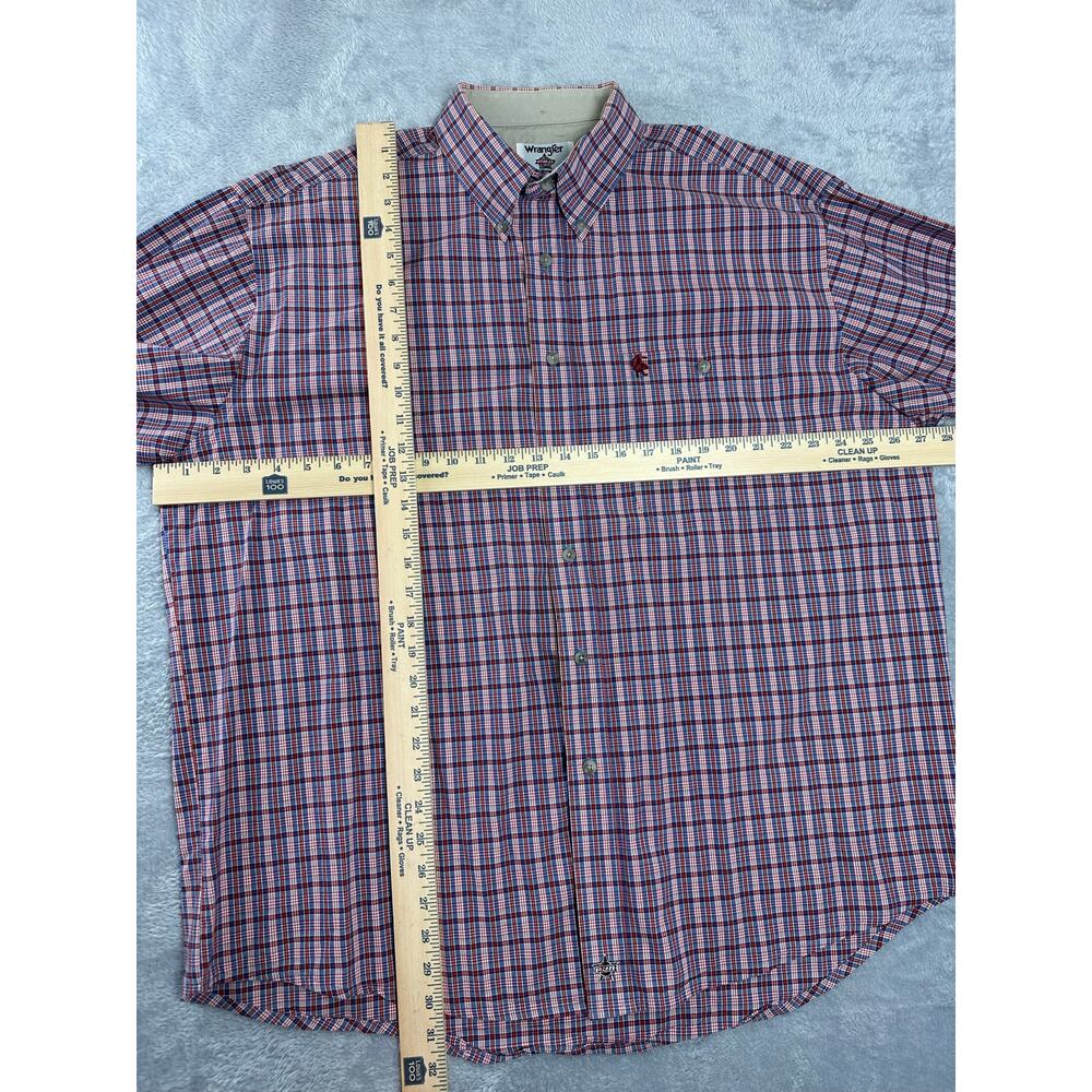 Wrangler PBR Men XL Red Plaid Western Shirt Professional Bull Riders Logo - Picture 7 of 9